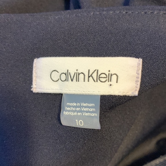 Calvin Klein long ballon sleeve fit & flare scoop neck buttons navy career 10 - Picture 5 of 11